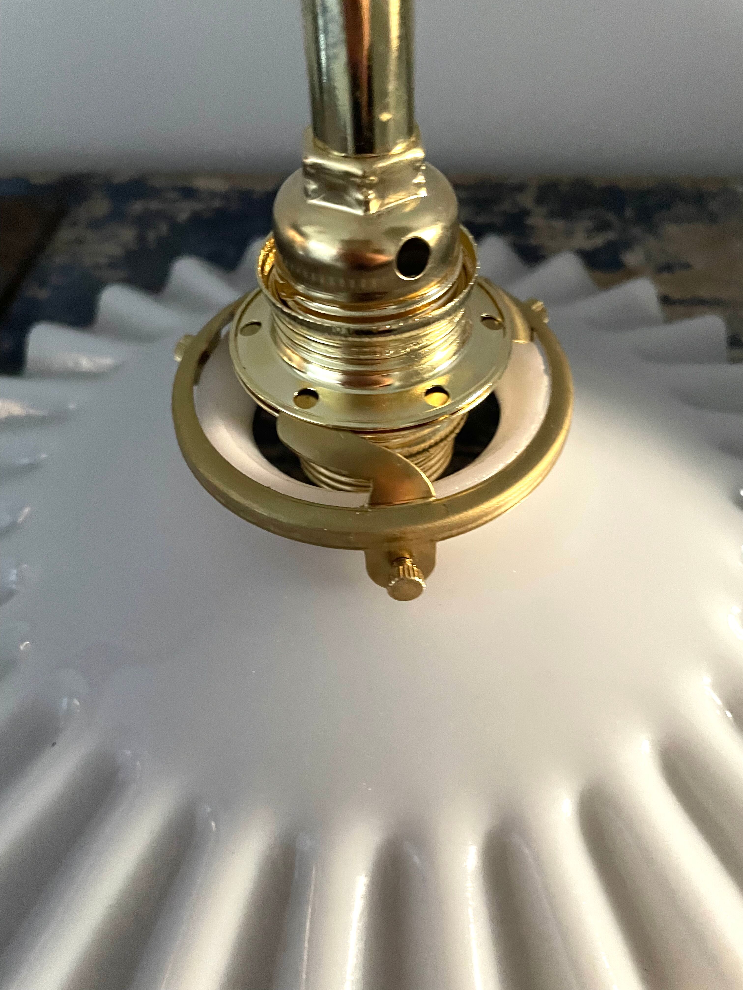 Set of two vintage white opaline wall lamps electrified to nine