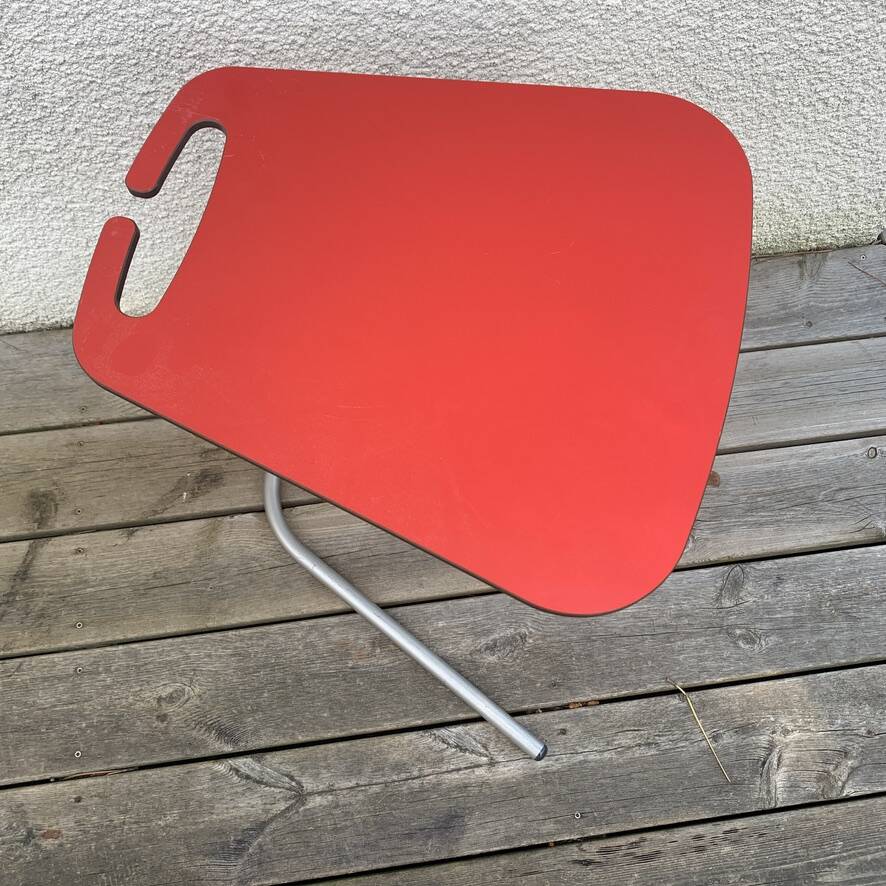 Small Red Laminate Side Table - Vintage 1980