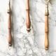 Set of 3 vintage wooden and brass kitchen utensils