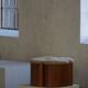 Set of 4 sculptural French Art Deco stools in wood and lamb's wool, 1940s.