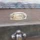 Old wooden and leather trunk, old brass nail trunk and leather strap