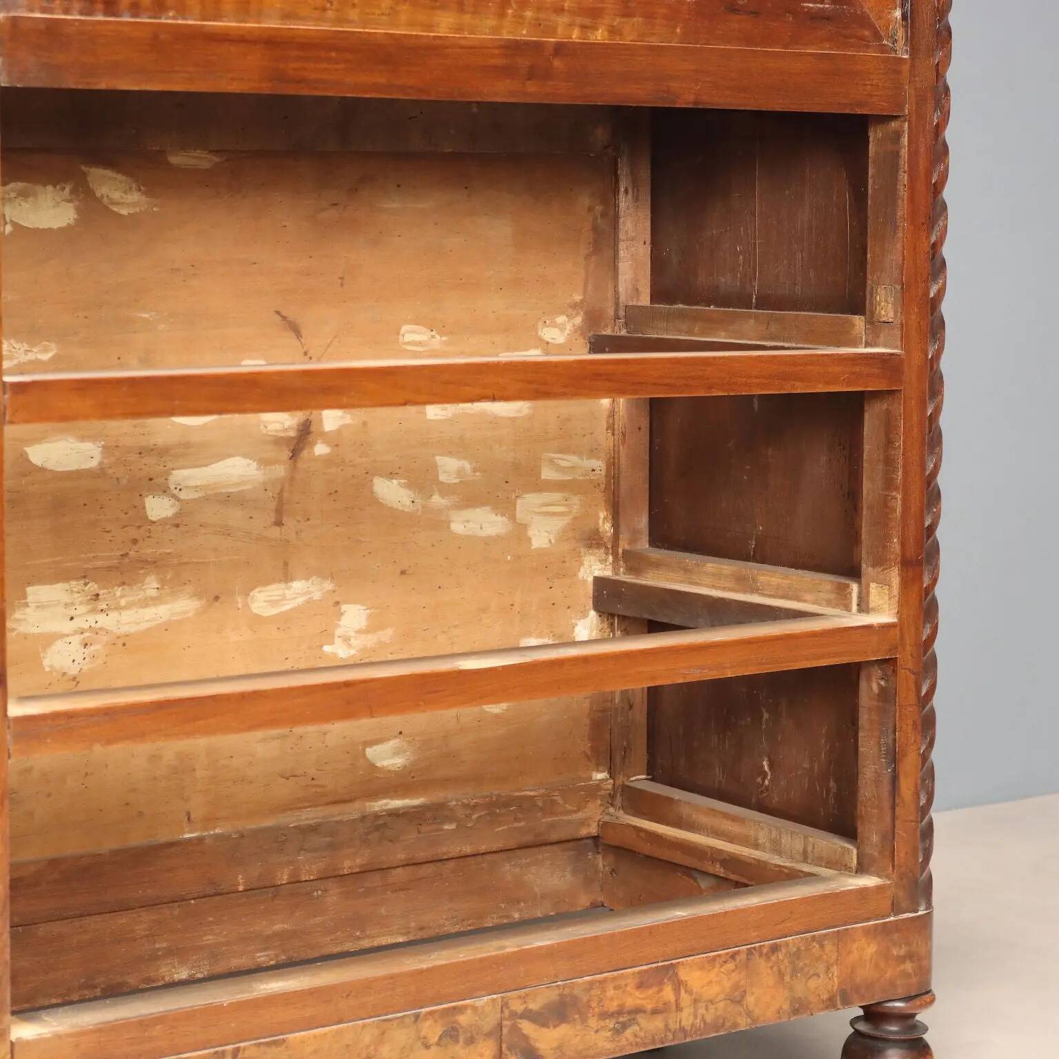 Antique mahogany secretary with leather, Italy, 19th century