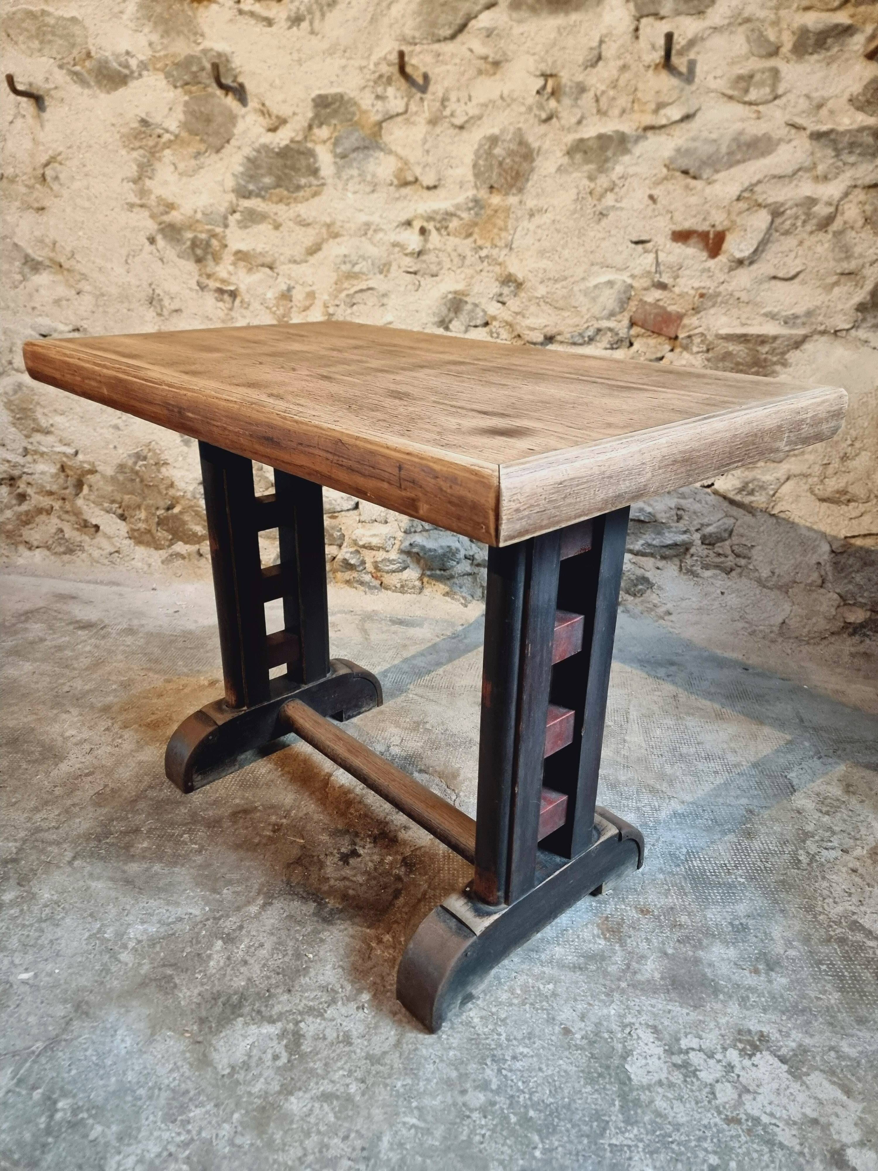 Antique oak bistro table – France, 1920s