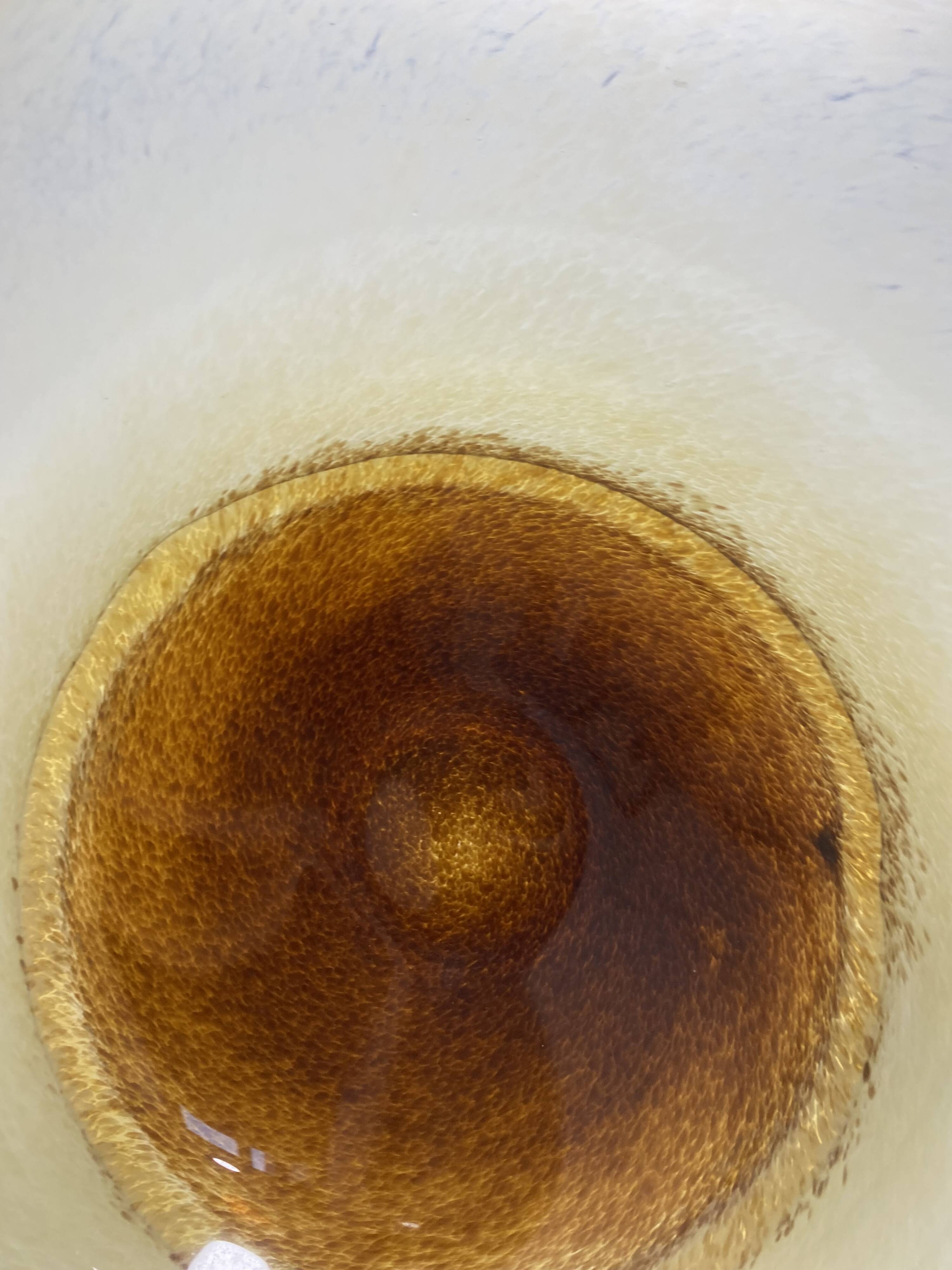 XL Murano Glass Round Fruit Bowl Table Plate Yellow Brown Italian Vintage