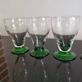 6 verres à pieds coloré vert, années 1930