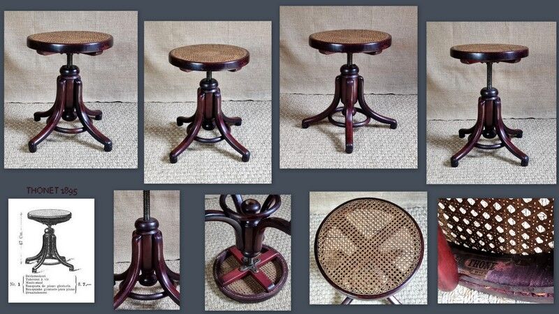 Bistro stool with screw and piano Thonet 1895-1910 ca