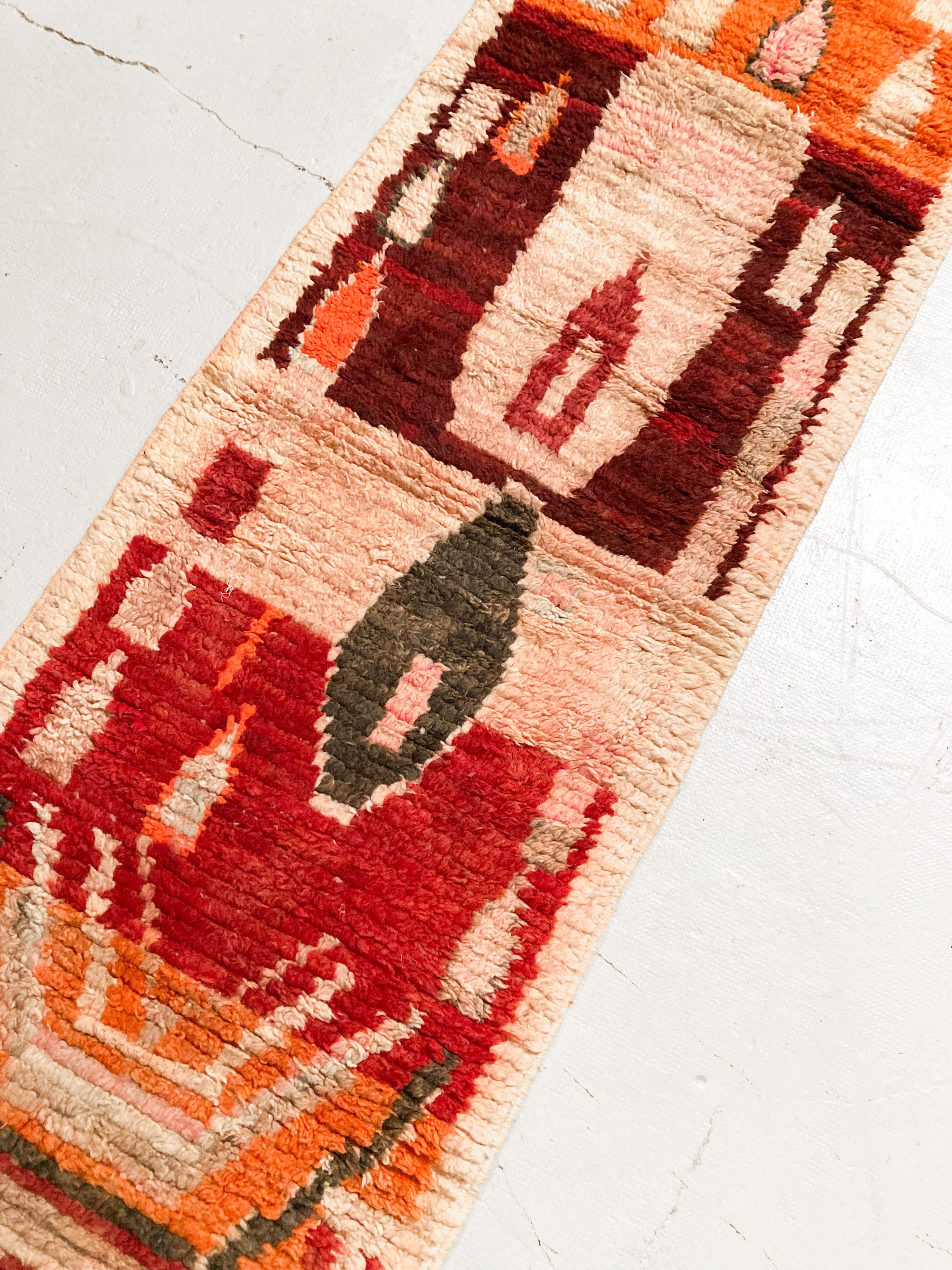 Moroccan Berber rug Boujaad corridor with colorful patterns 282x69cm