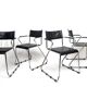 Vintage Cantilever Black Leather and Chrome Armchair , Set of 4