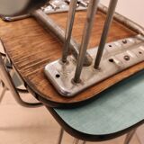 Pair of green Formica chairs with Eiffel legs
