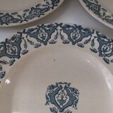 3 Grandes Assiettes Terre de Fer Rhodes Longwy XIX