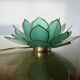 Capiz green mother-of-pearl and brass flower lamp, 1970s