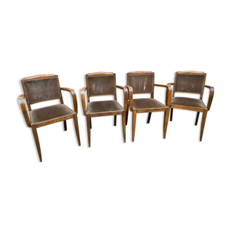 Set of 4 Art Deco Bridge armchairs