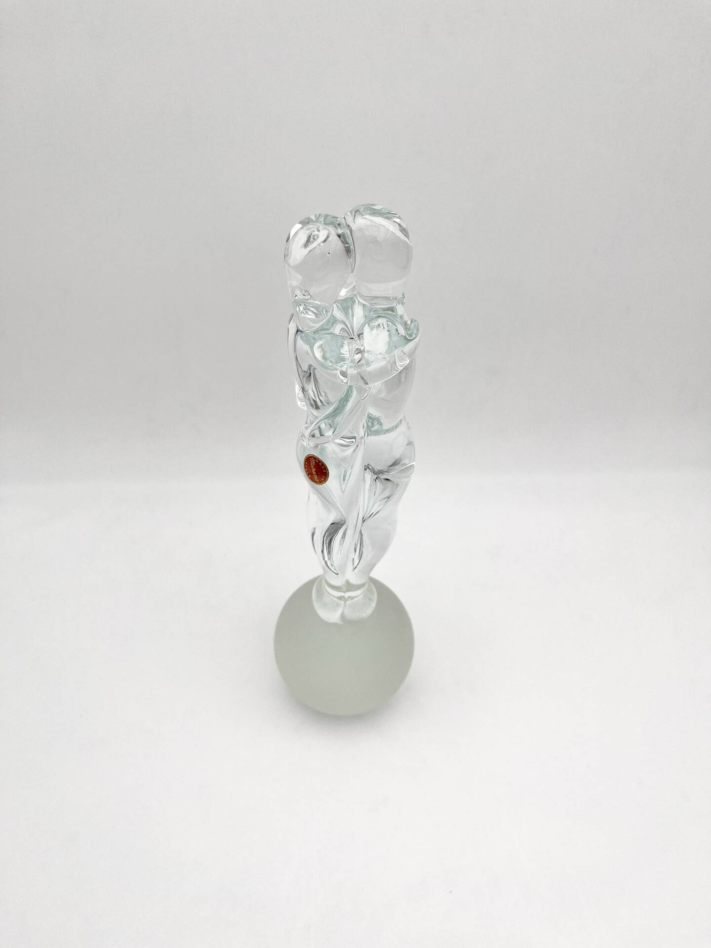 Sculpture Amoureux Verre Massif Murano 2000 Signée Mathis Zane