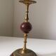 Antique beautiful hard stone candlestick, jasper, red marble, 19th century