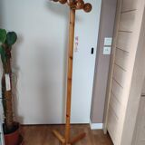 1970s solid pine coat rack