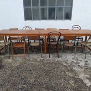Old country farmhouse table of 3m50 for 12 people with rustic fir spacers