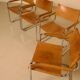 Ensemble de 4 chaises italienne en cuir cognac "Cantilever" par Marcel Breu