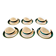 6 Digoin Sarreguemines green cups with gold trim (with saucers)