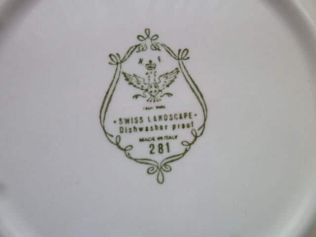 Set of 6 dessert plates in Porcelain N.Fontebasso Swiss Landscape