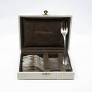 12 dessert forks Christofle Boréal by Luc Lanel, silver-plated metal