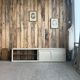 Vintage patinated work cabinet with sliding doors (renovated)