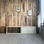 Vintage patinated work cabinet with sliding doors (renovated)