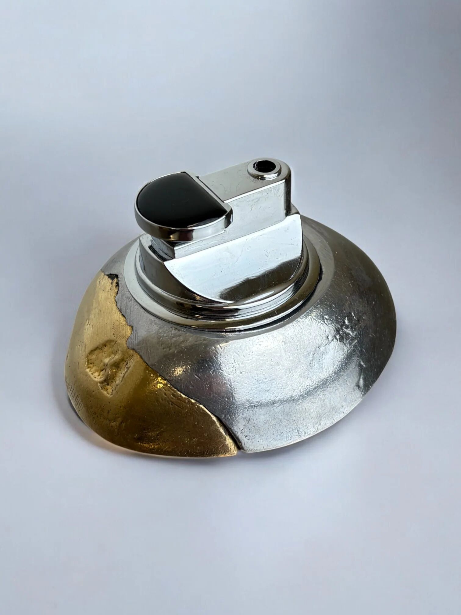 Brutalist lighter by Art3, bronze and aluminium, Spain, 1970s