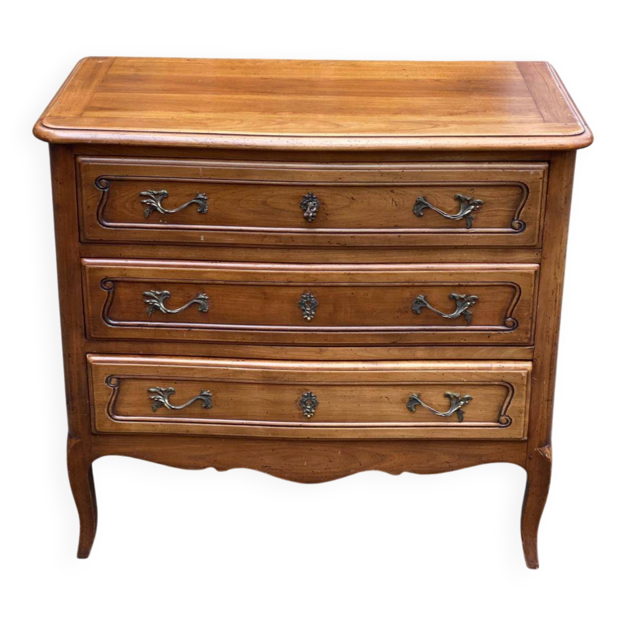 Vintage solid oak Louis XV commode from the 19th century.