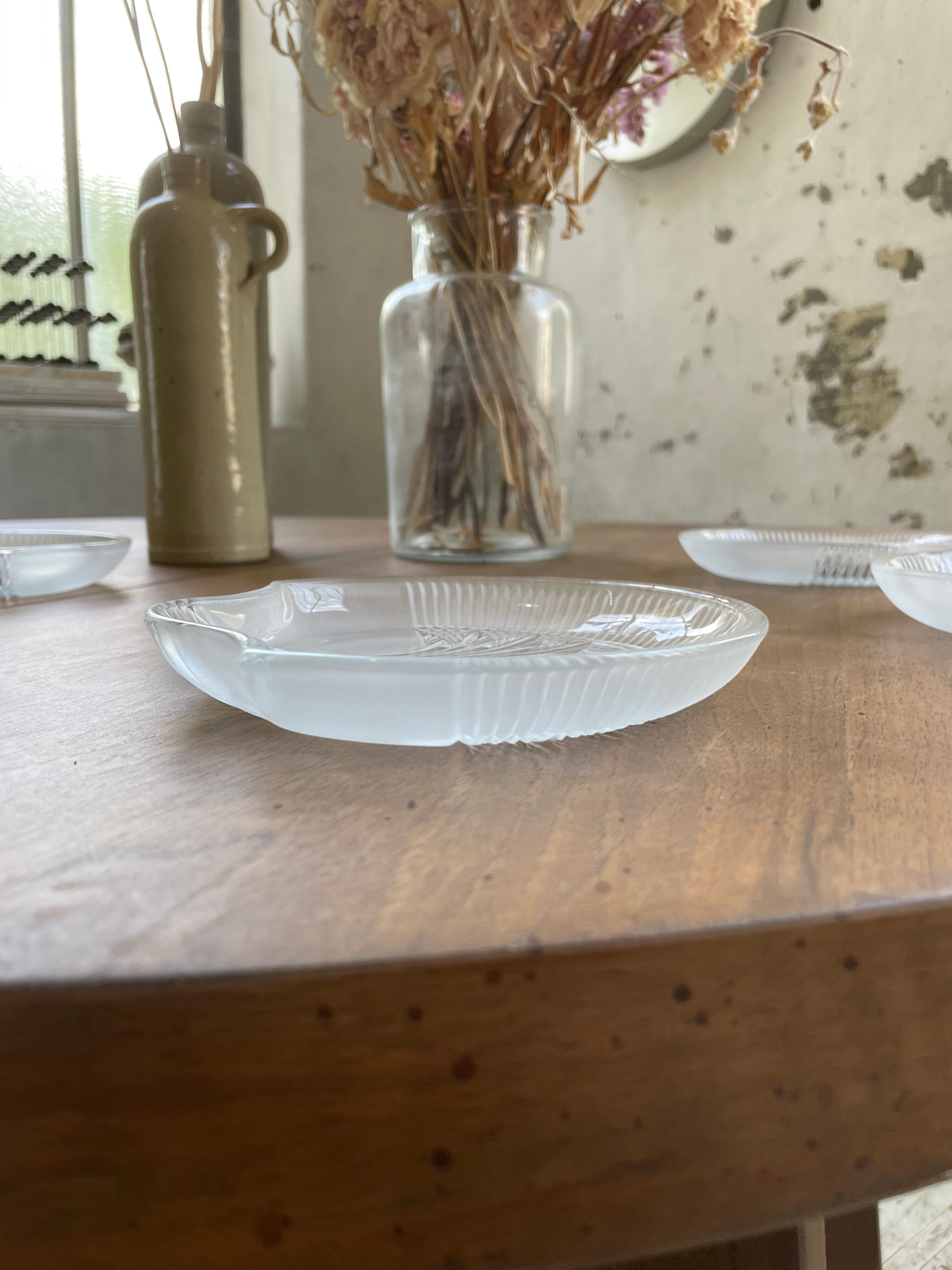 Six ridged glass ramekins