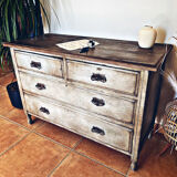 Antique commode, patinated, blue-grey Tuscany.