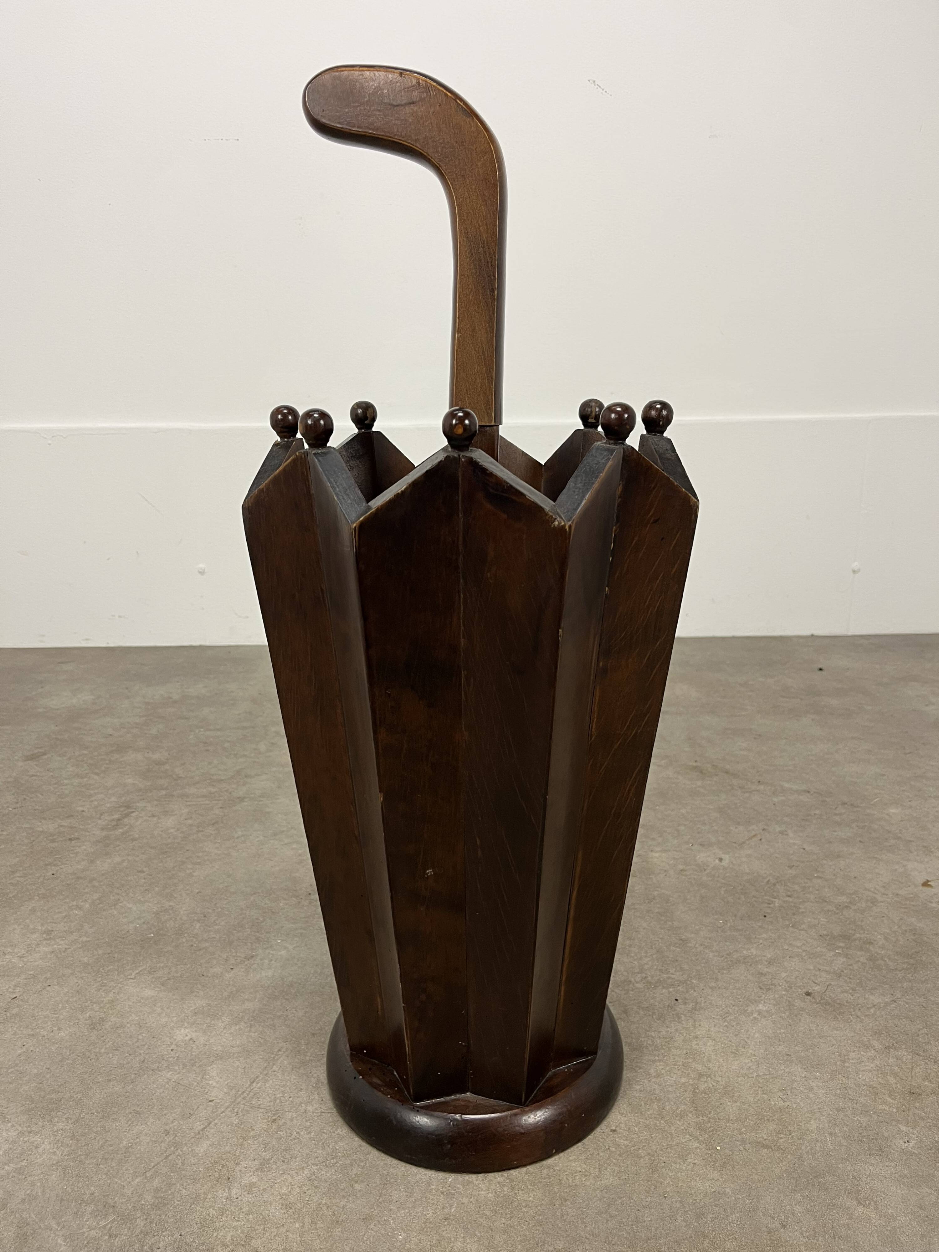 Art Deco wooden umbrella stand