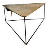 Triangular gilded metal coffee table