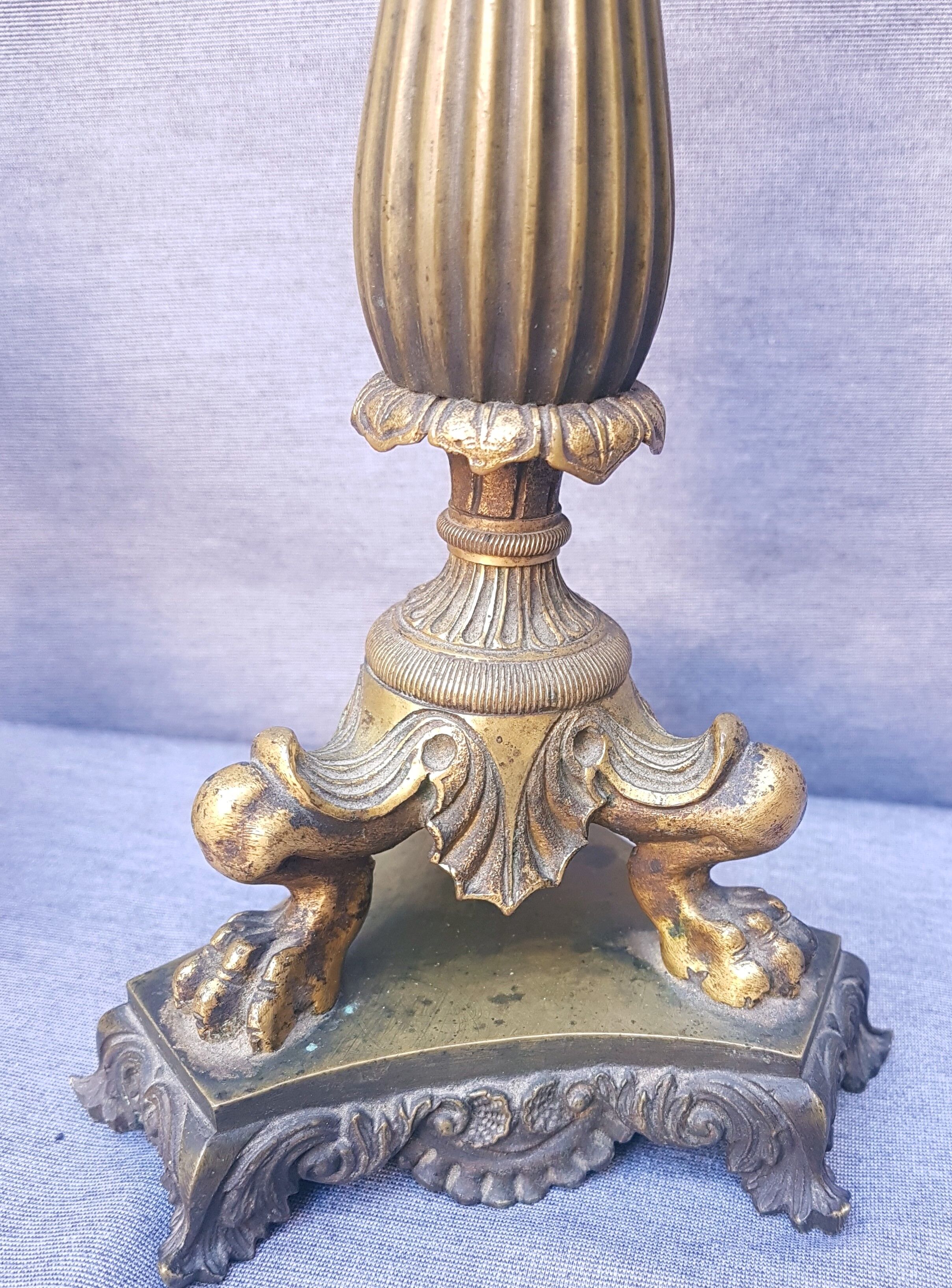 Pair of 18th-century bronze candlesticks Restoration