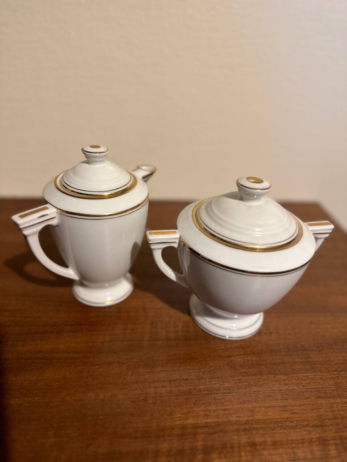 Sugar bowl and milk jug in Limoge porcelain