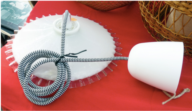 Ceiling lights in opaline serrated electrified 40-50 years