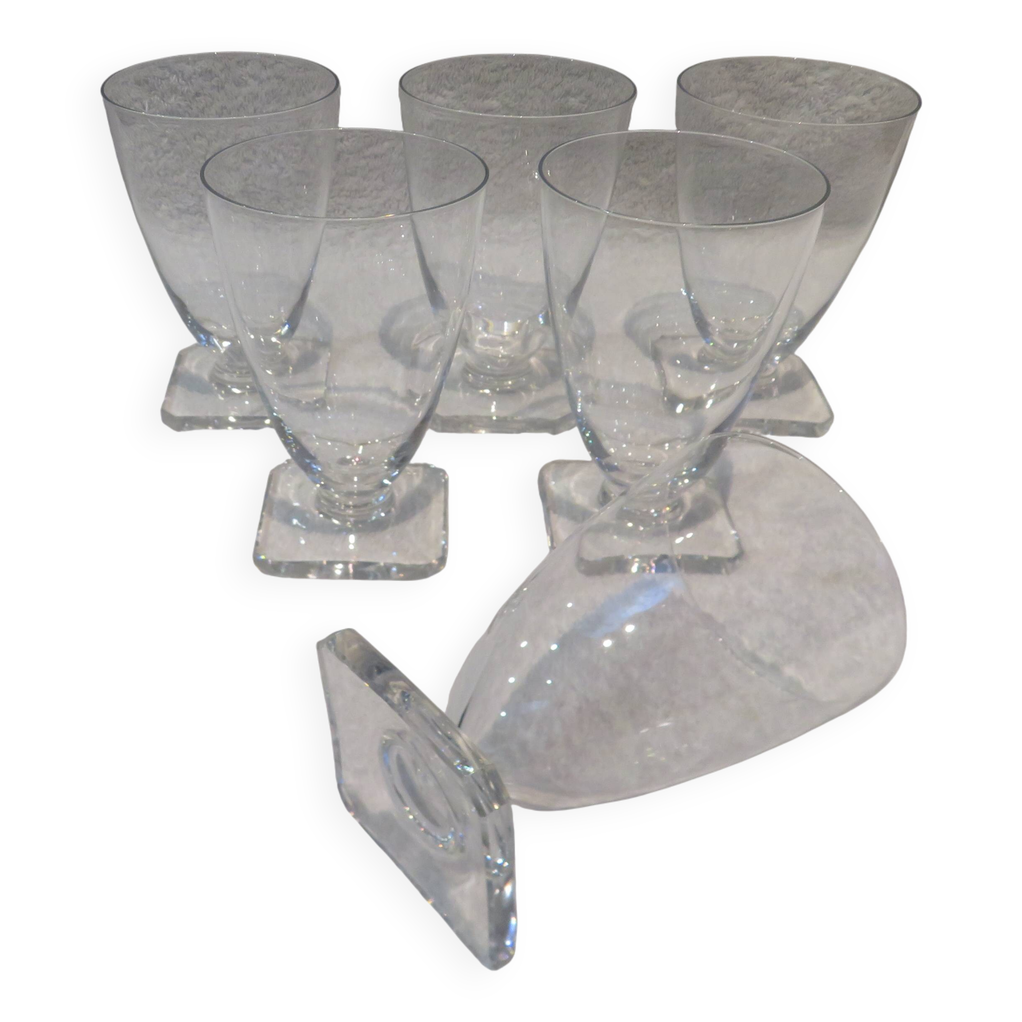 6 Daum crystal water glasses 22cl with square base h 11.6cm