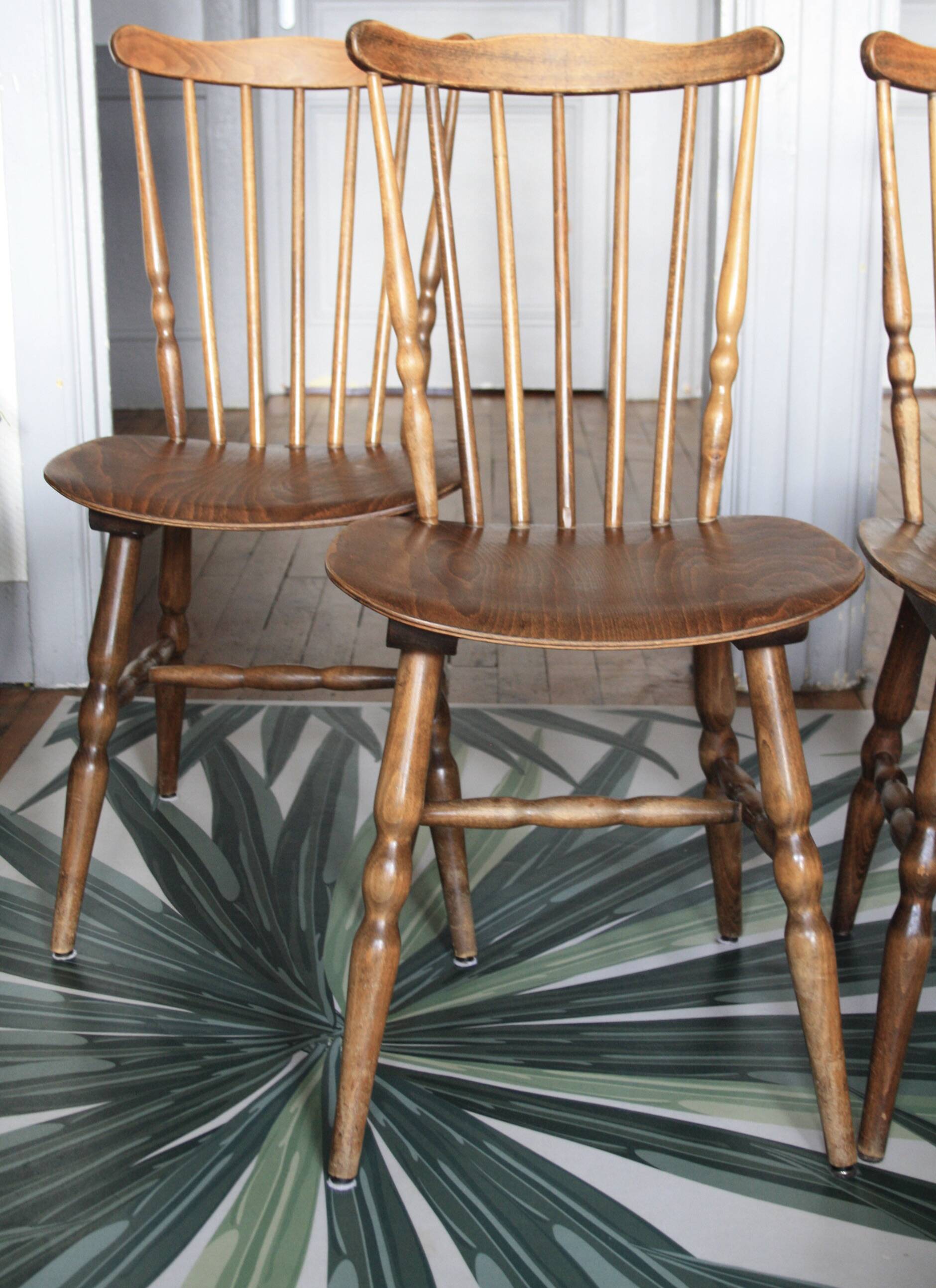 Set of 4 Tacoma Baumann slatted chairs