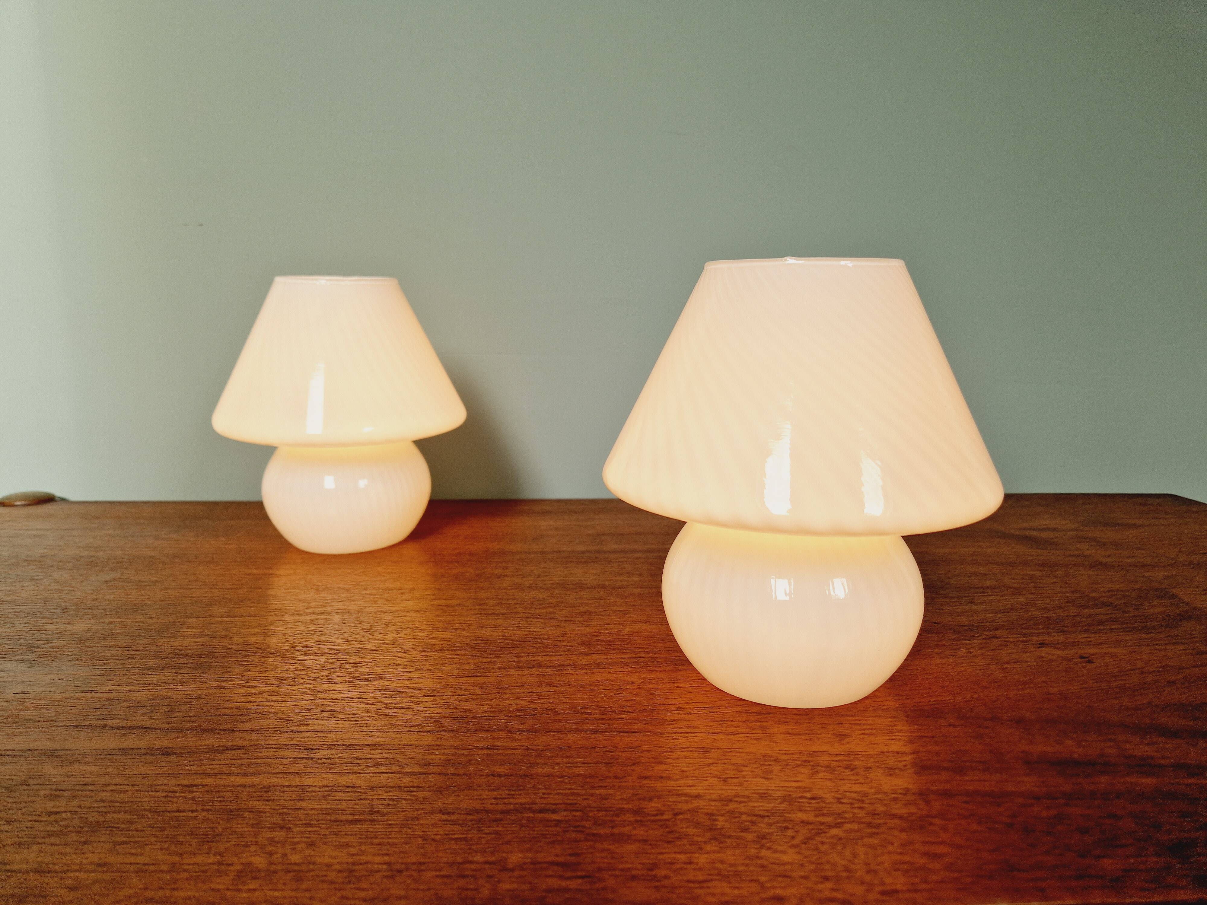 Pair of Murano glass mushroom lamps, 1970s-80s