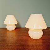 Paire de lampes champignon en verre de Murano, années 1970-80