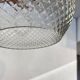 Large vintage pendant light in molded pressed glass