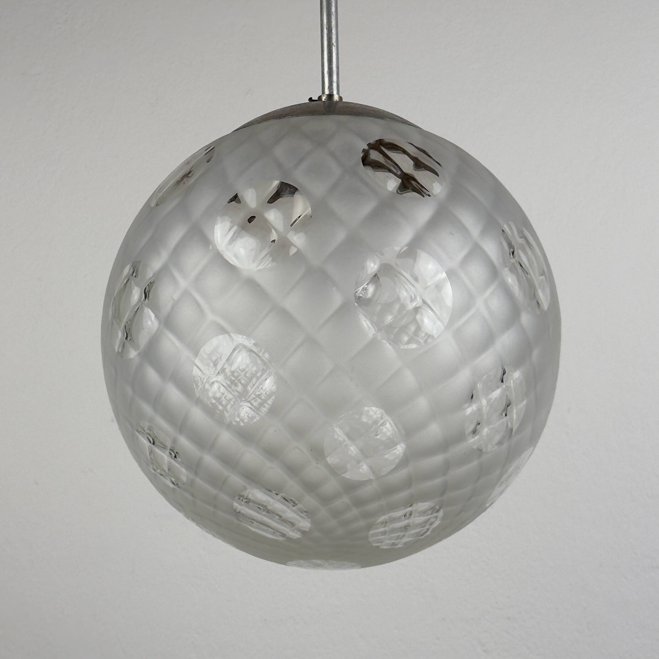 Vintage murano sphere ball pendant lamp Italy 1950s