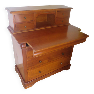 Vintage commode secretary dressing table sliding top 7 drawers cherry wood