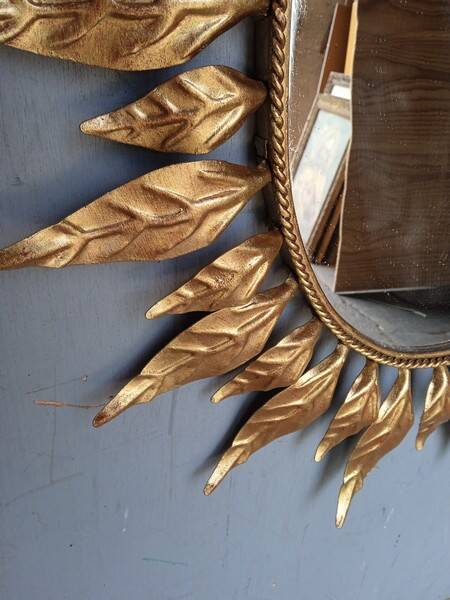 Sun mirror 75 cm gold metal period 1950