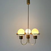 Suspended lamp with 3 glass balls and brass frame, Germany, 1960s