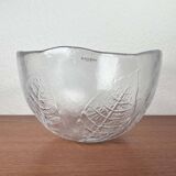 Large vintage Swedish glass bowl with floral decoration by Ann Wärff for Kosta Boda, 1970s.