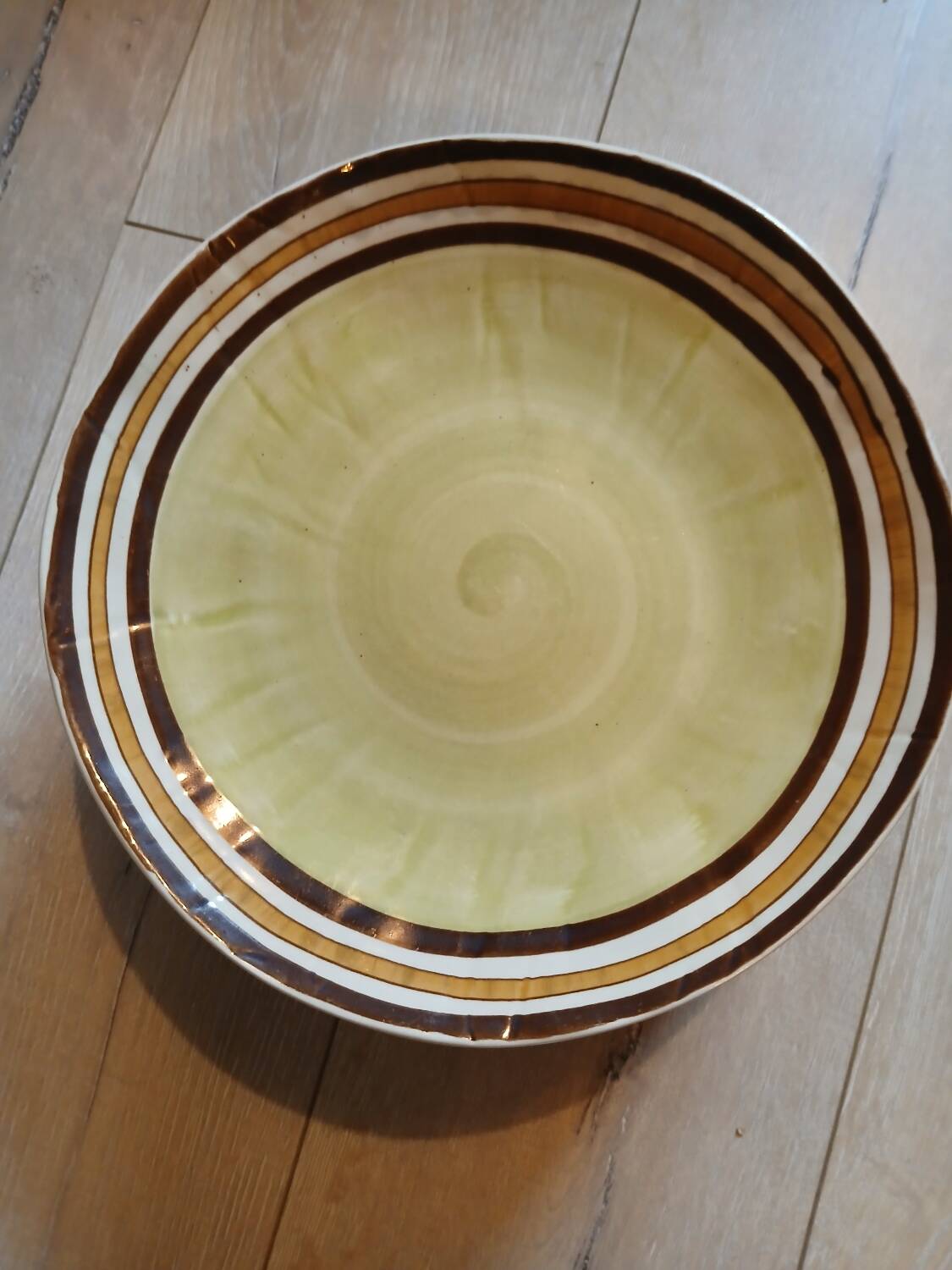 7 old stoneware flat plates