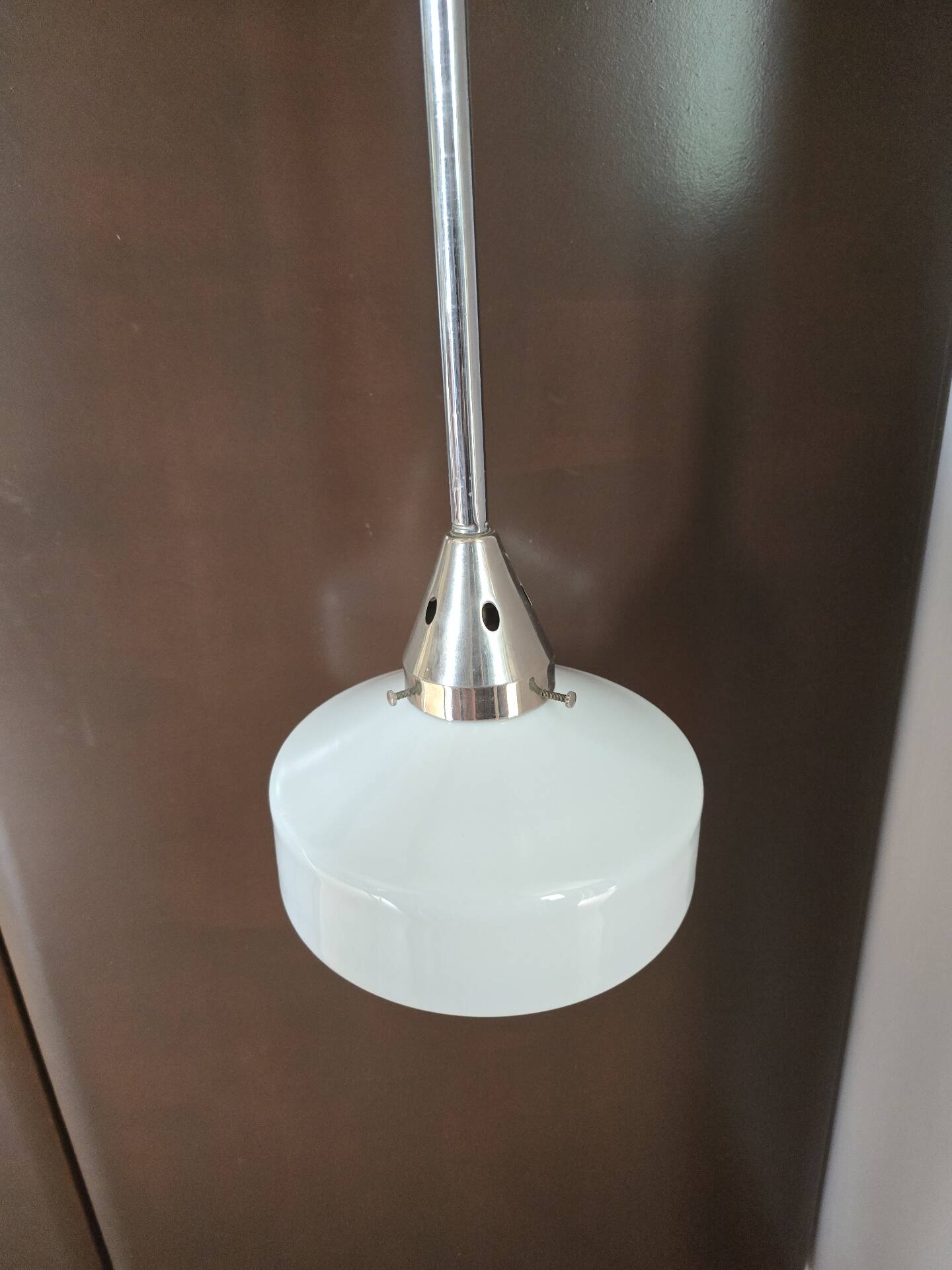Metal tubular suspension rod and white opal.