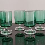 8 Emerald green wine/water glasses on foot model suede luminarc