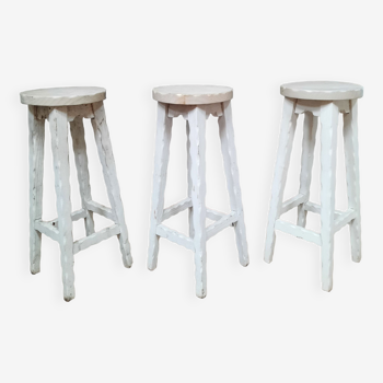 Lot de 3 tabourets de bar  "brutaliste"