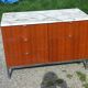 Florence Knoll buffet in wood and marble with chrome legs from the 1970s.